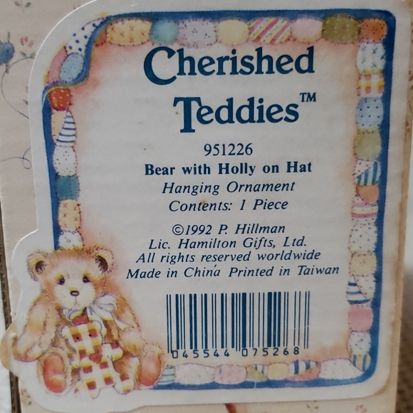 Cherished Teddies, bear with Holly on hat - Picture 4 of 5